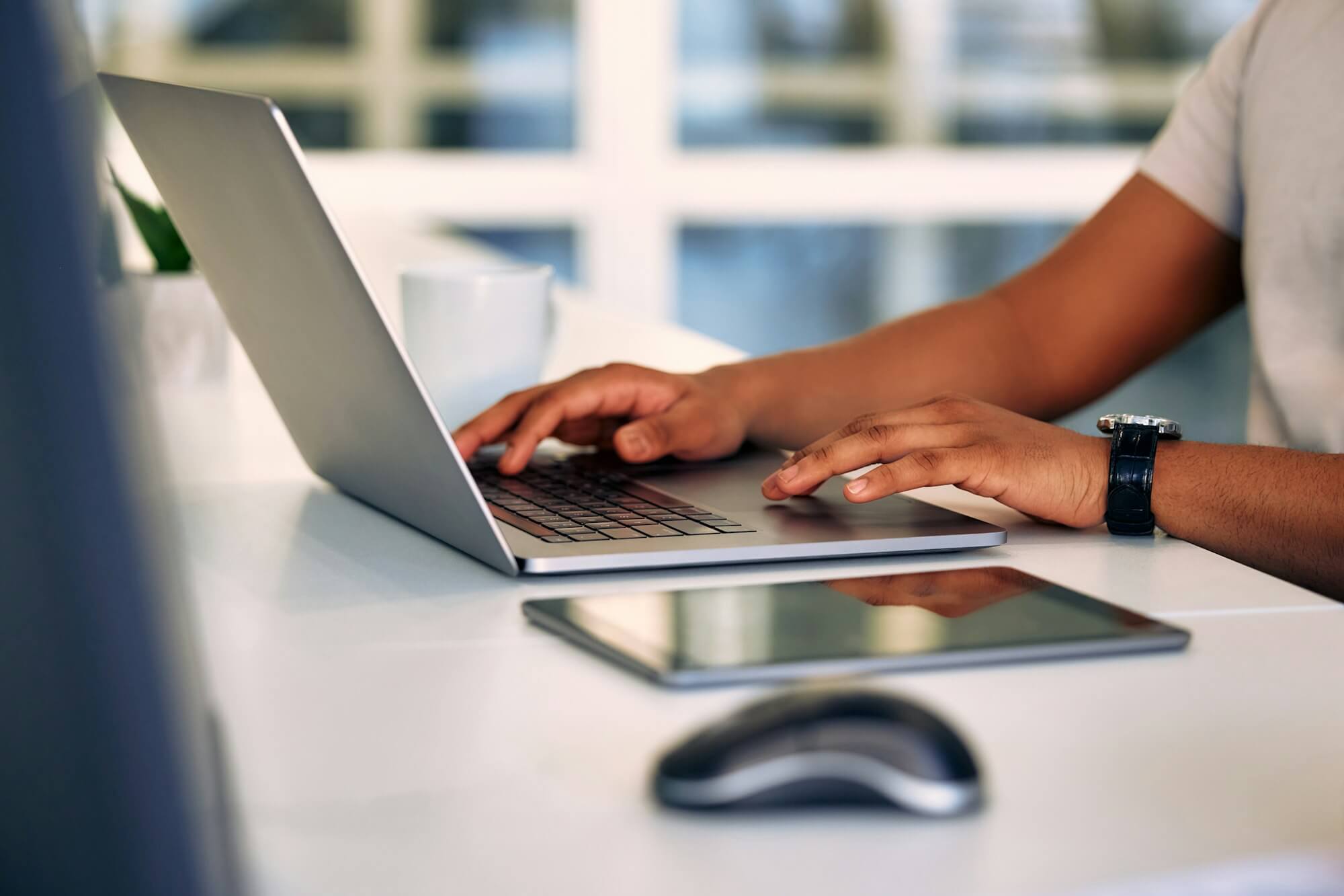 Male freelancer working in a coworking space