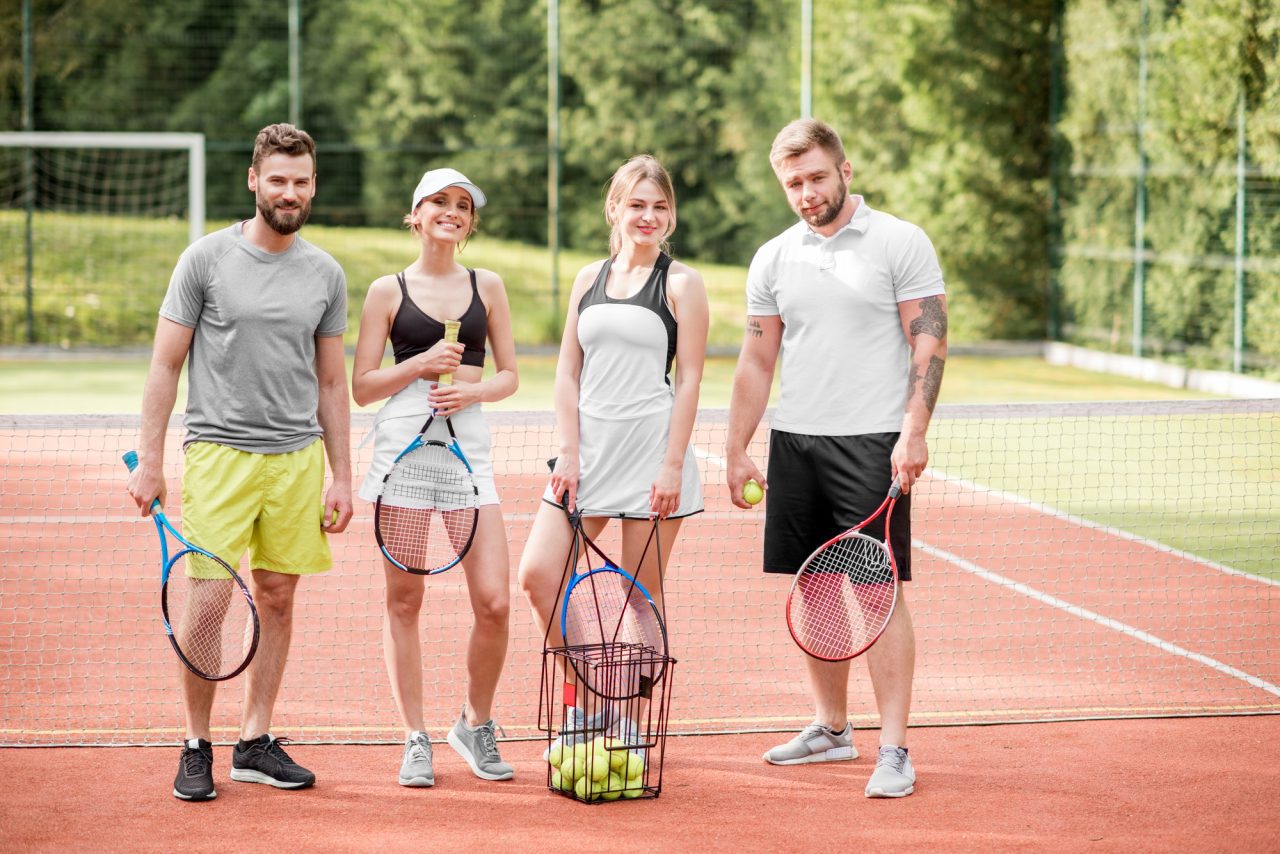 Friends on the tennis court