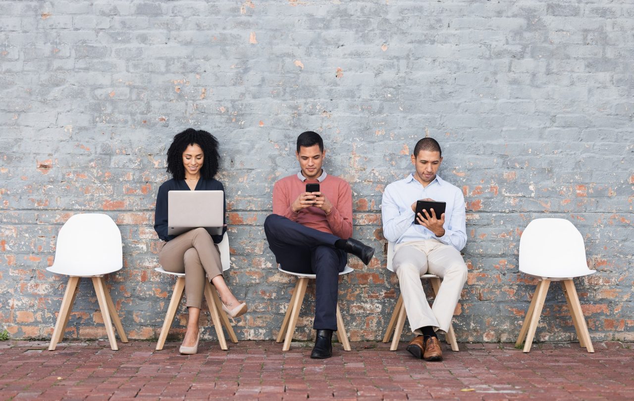 Diversity, recruitment or business people in digital agency interview for data analysis, cyber secu