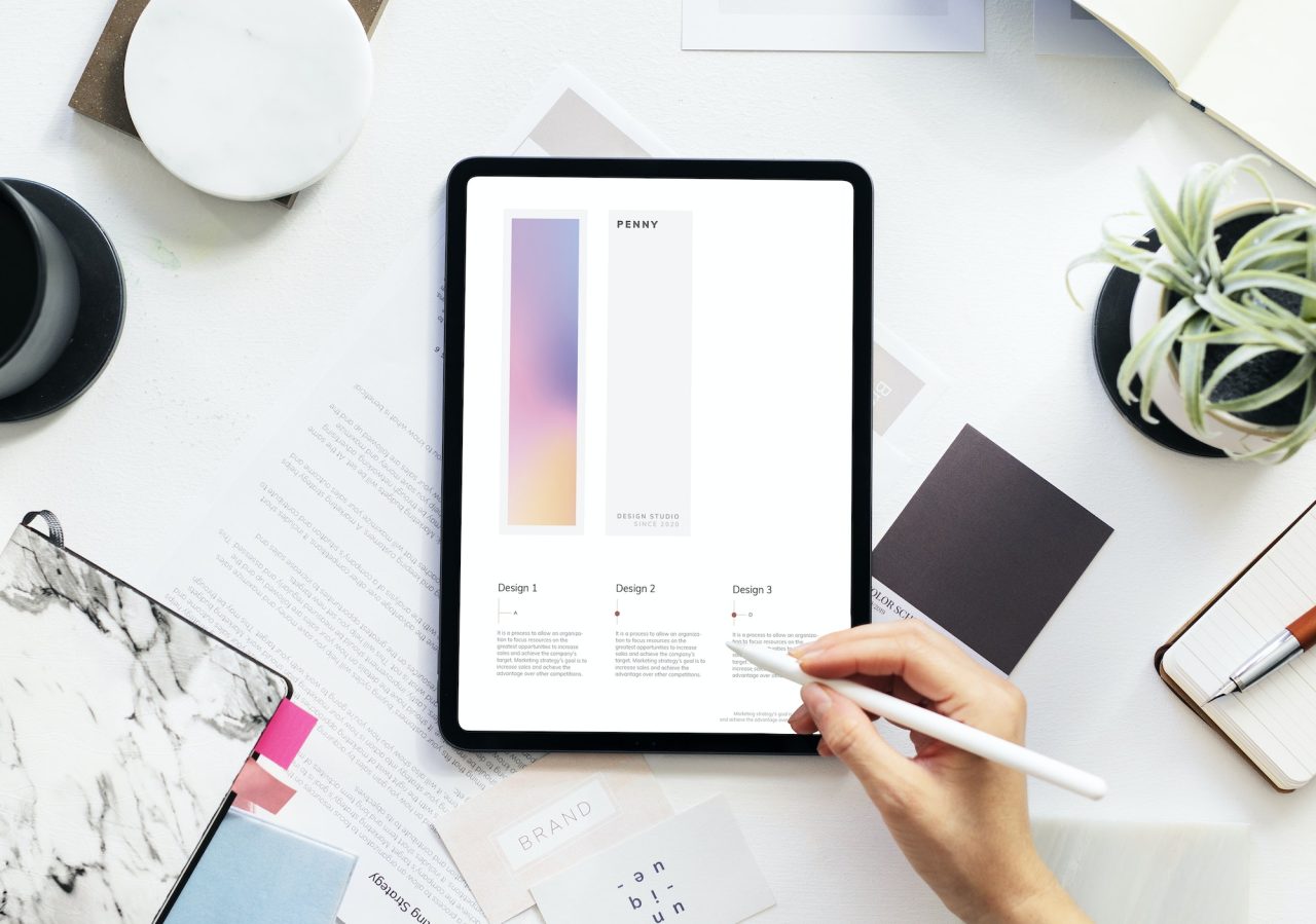 Woman using a digital tablet mockup