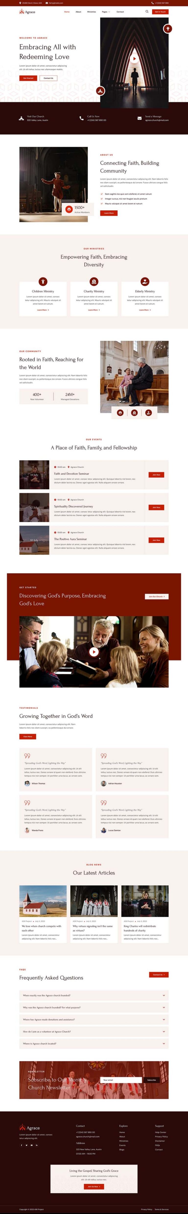 Agrace - Modern Church Website