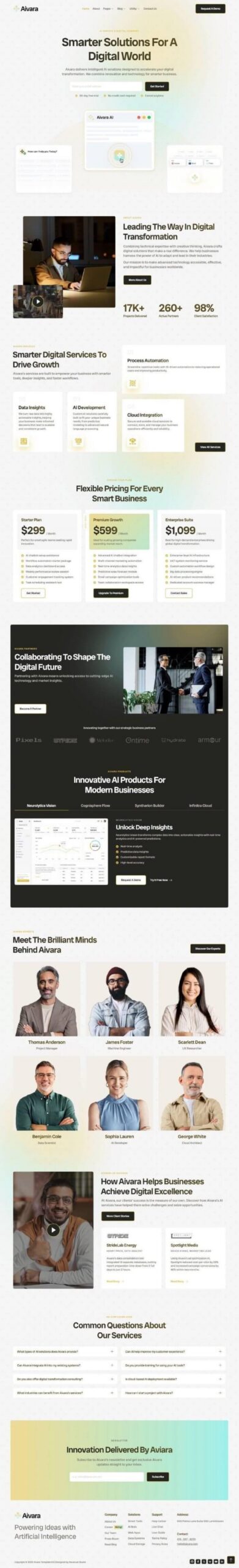 Aivara - Ai Service & Digital Company Elementor Template Kit