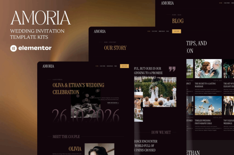 Amoria - (Oliva & Ethan Wedding Invitation) Dark Luxury Wedding Invitation