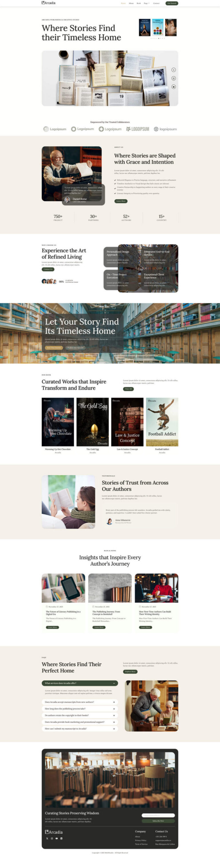 Arcadia - Book Publisher & Author Elemetor
