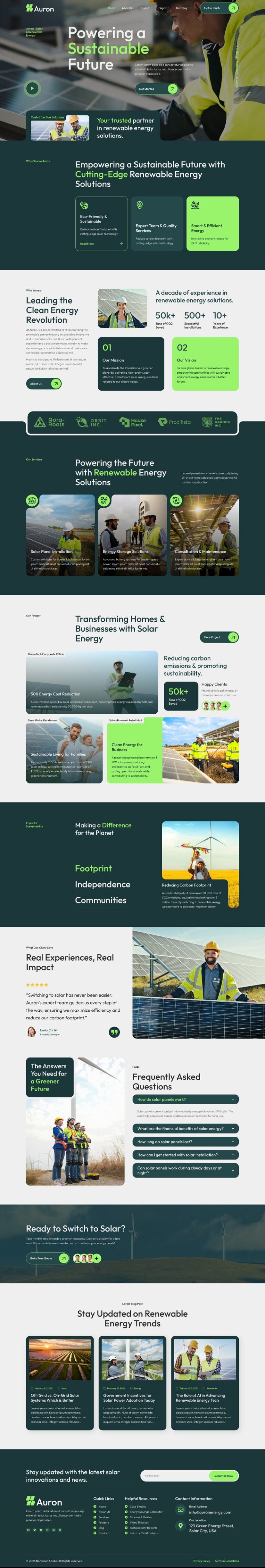 Auron - Solar & Green Renewable Energy Elementor Template Kits