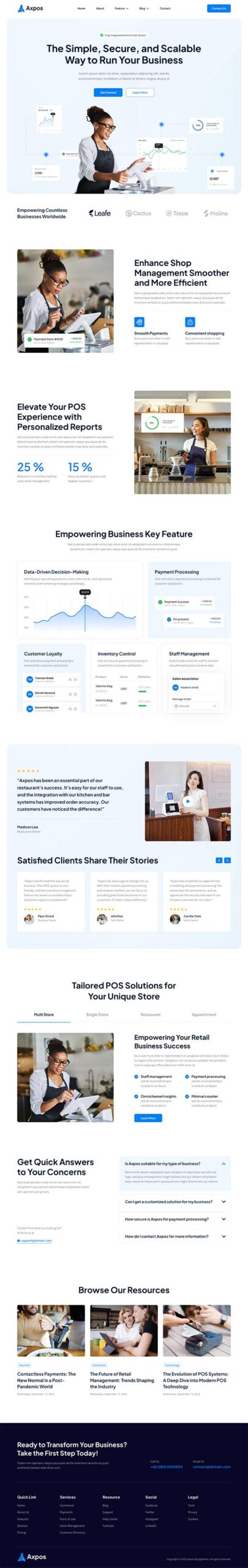 Axpos – Point Of Sale Software & SaaS Landing Page