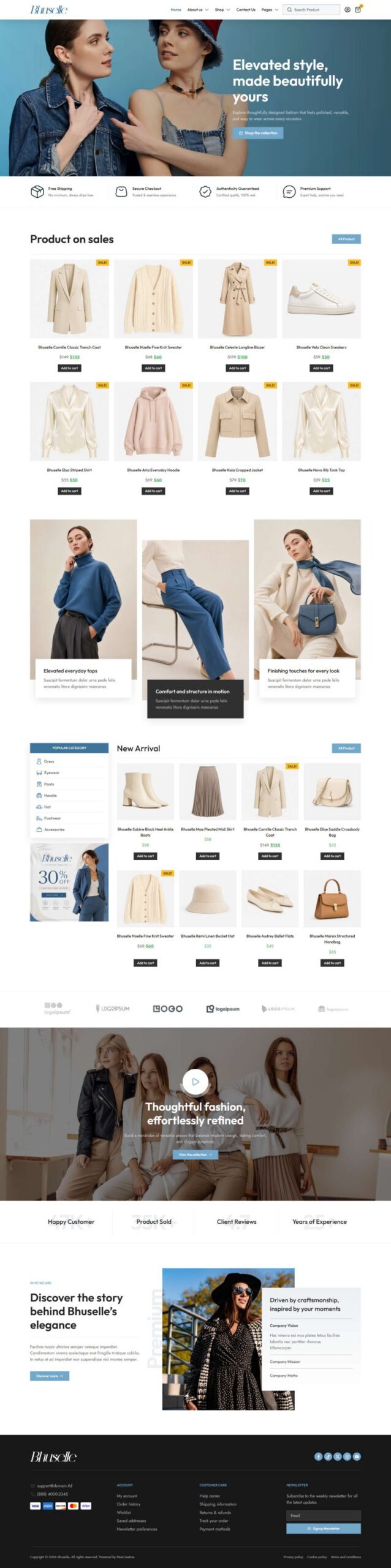 Bhuselle - Template kit for fashion store Elementor Template Kit Cover