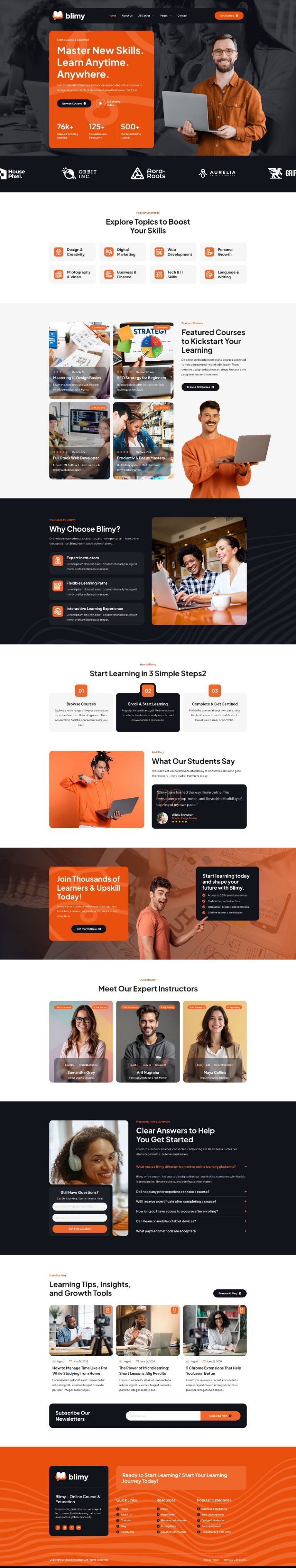 Blimy - Online Courses & Education Elementor Template Kits