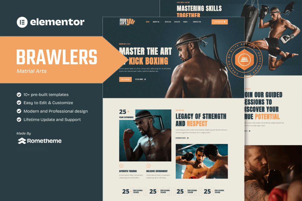 Brawler's - Martial Arts Elementor Template Kit