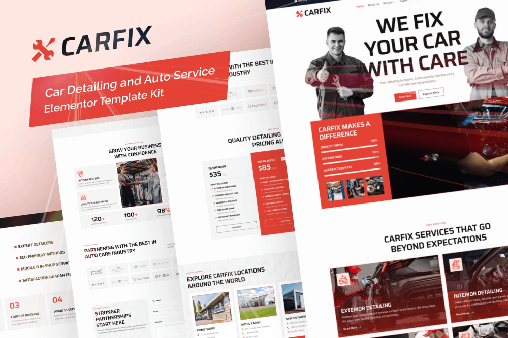 Carfix - Car Detailing and Auto Service Elementor Template Kit