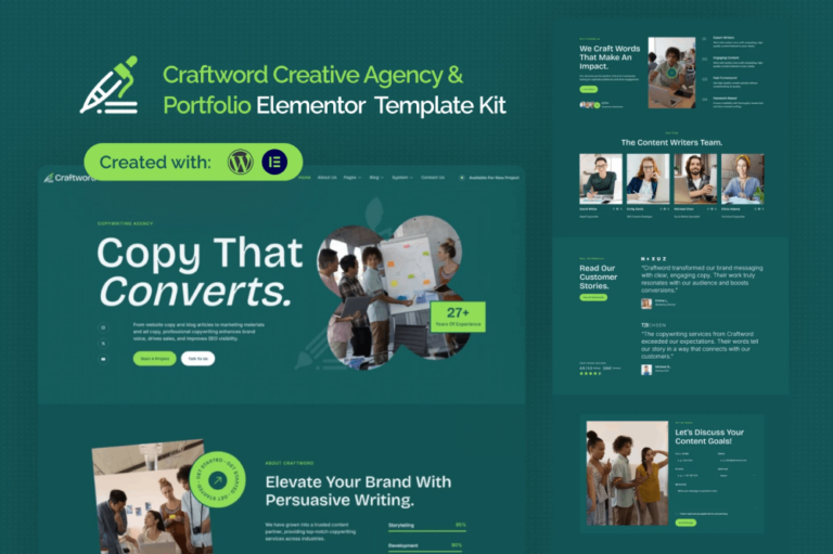 Craftword Creative Agency & Portfolio Elementor Pro